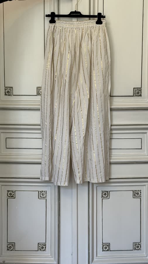 The Ivory Dot Stripe Pant, back