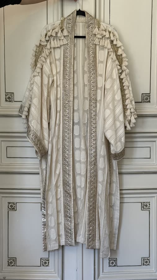 The Ivory Tassel Shoulder Kimono, front