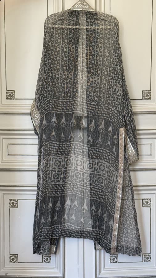 The Pewter Block Print Kimono, back