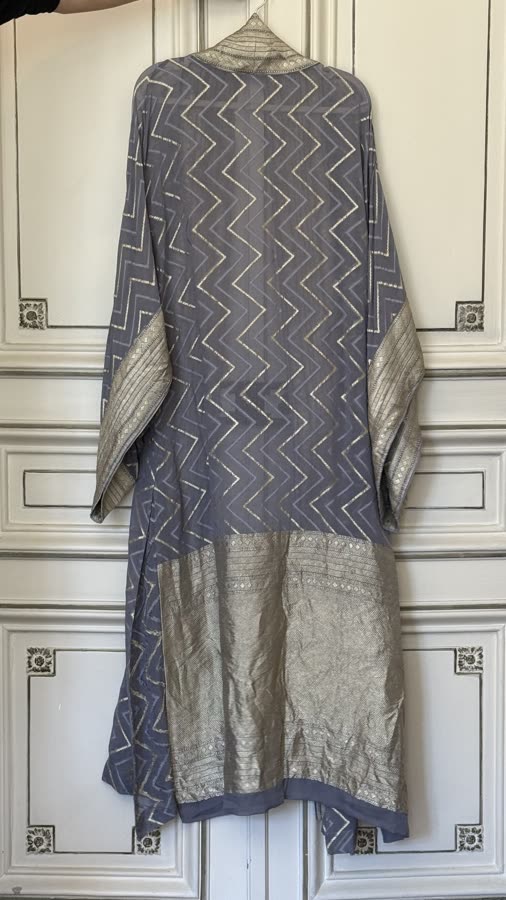 The Lavender Chevron Kimono, back