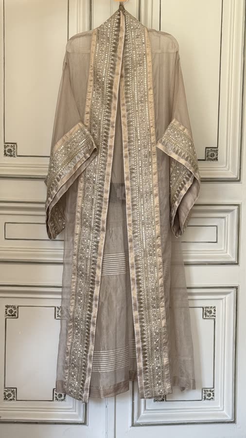 The Taupe Veil Kimono, front