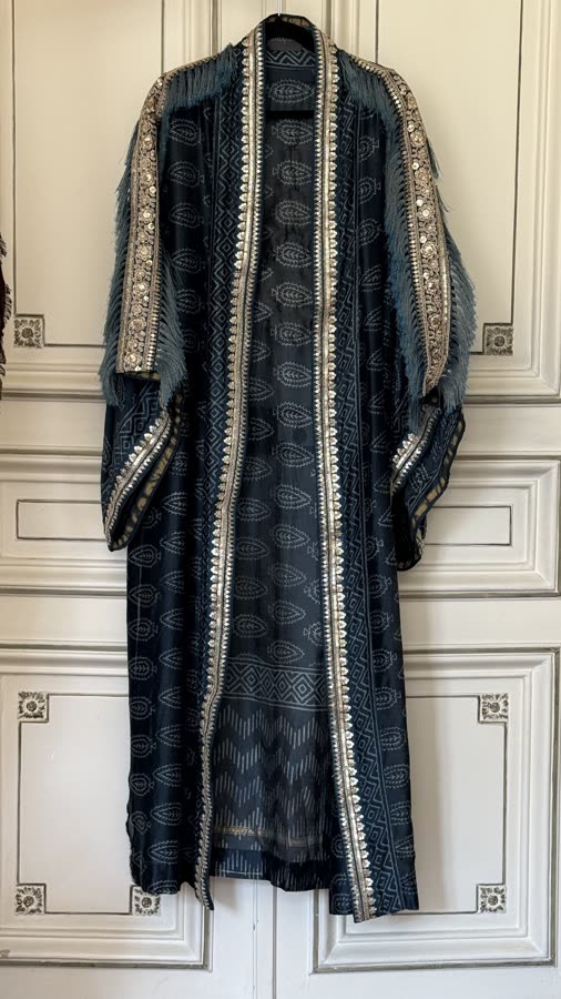 The Navy Medallion Kimono, front