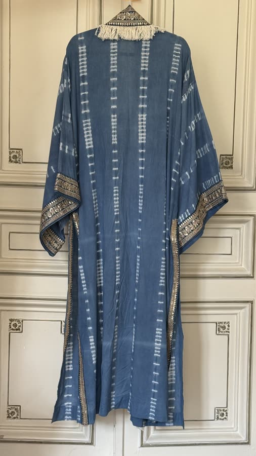 The Cornflower Shibori Kimono, back
