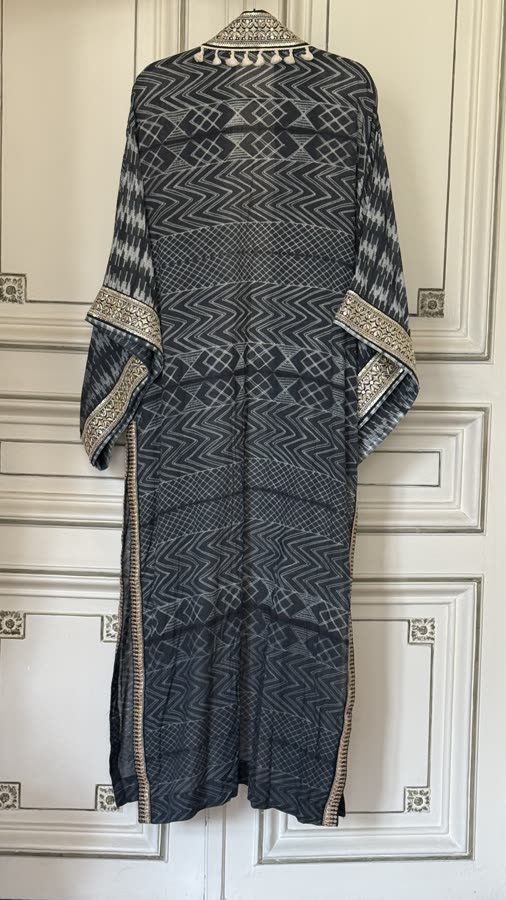 The Charcoal Ikat Kimono, back