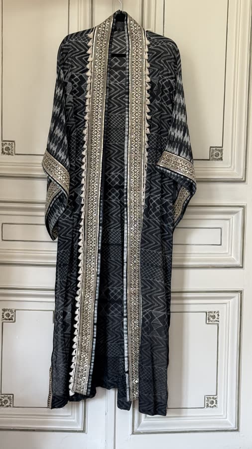 The Charcoal Ikat Kimono, front