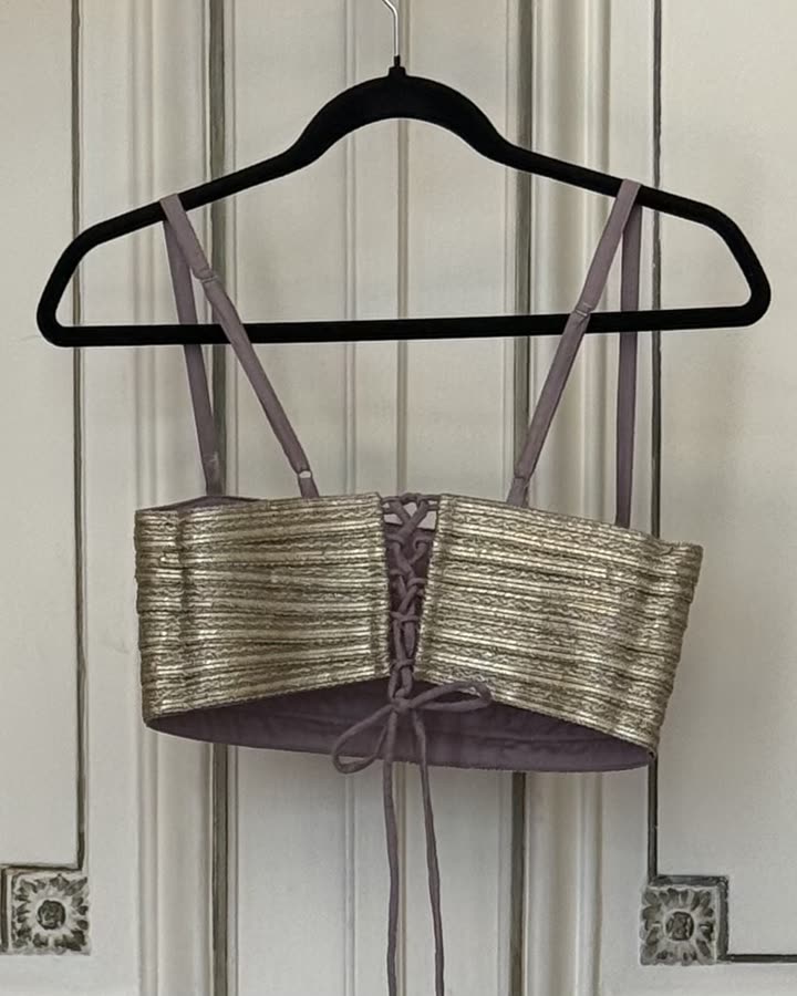 The Silver Gold Ribbed Bralette, back