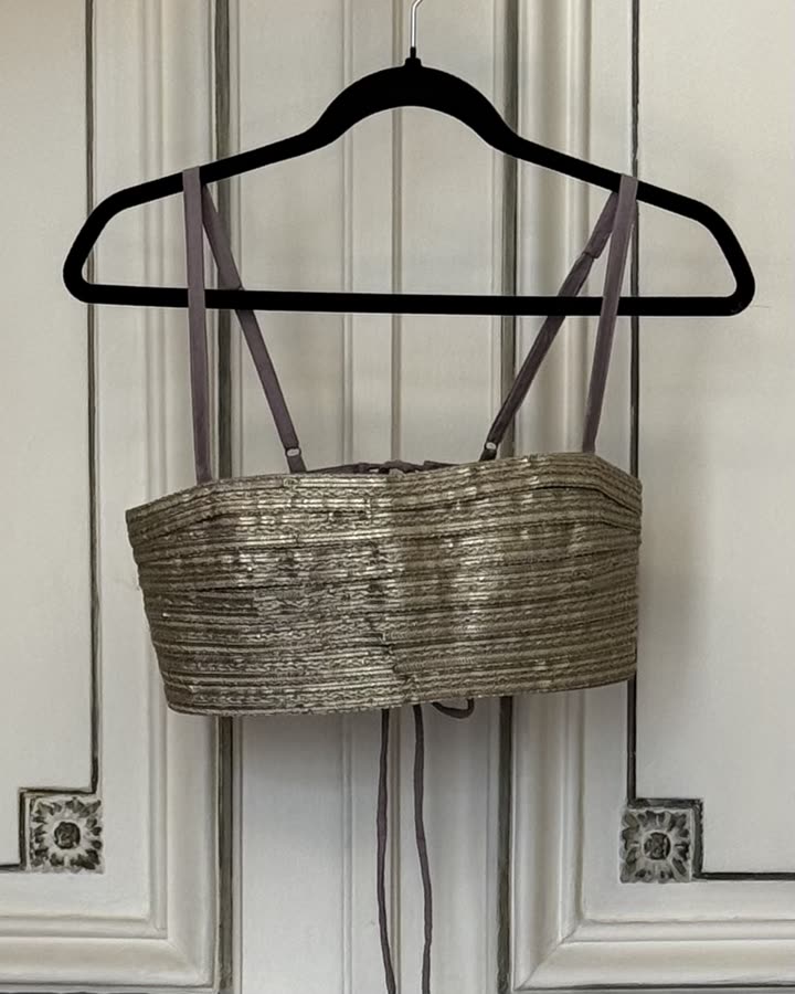 The Silver Gold Ribbed Bralette, front